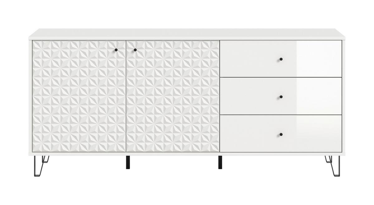 Sideboard Prisma, Weiß B: 170 Cm - Weiß Hochglanz/Schwarz, Design, Holzwerkstoff (170/76/40cm) - Livetastic