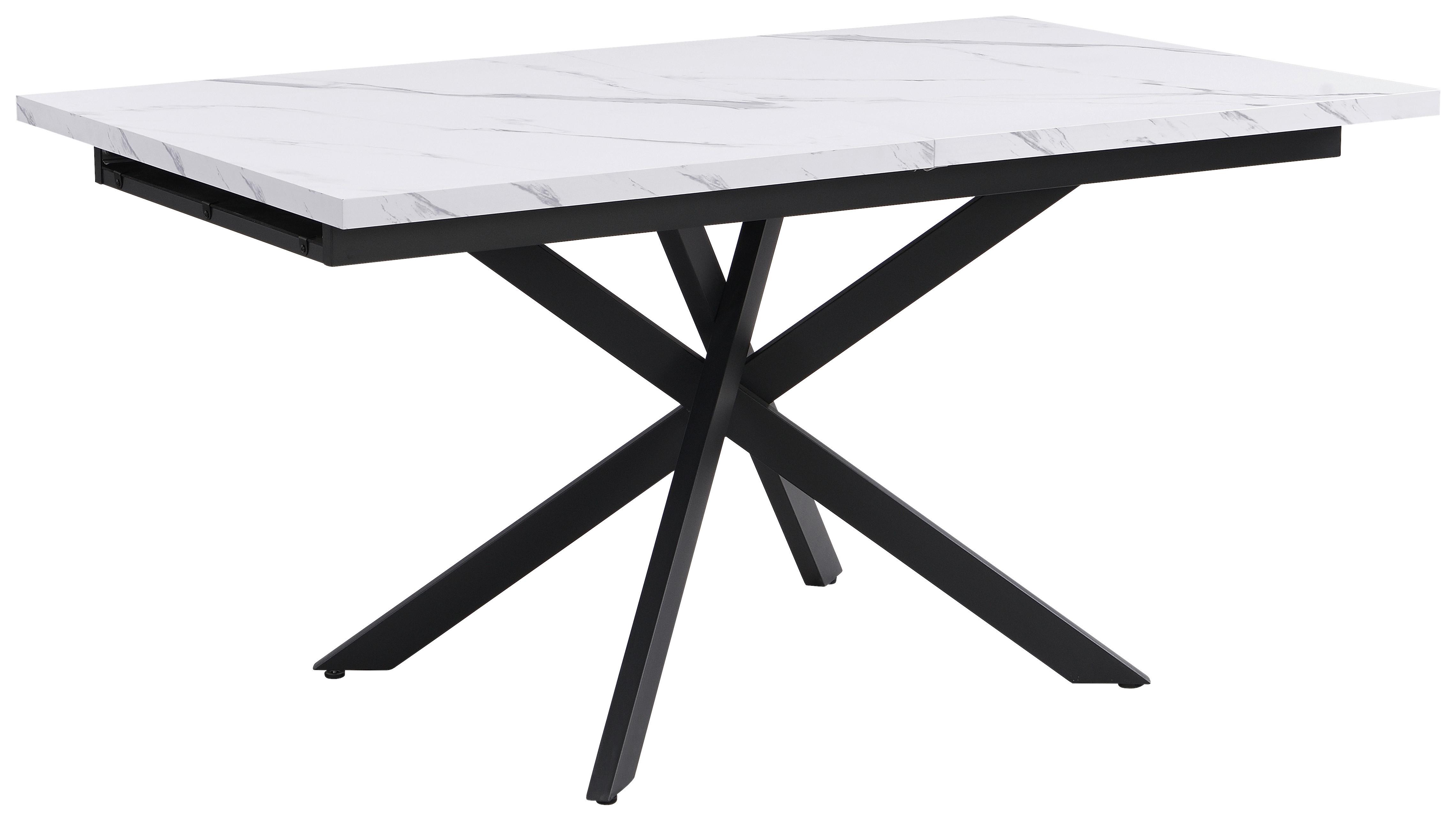Esstisch ausziehbar Erik 150-200x90 cm Wildeiche Dekor - Schwarz/Weiß, LIFESTYLE, Holzwerkstoff/Metall (150-200/75/90cm)