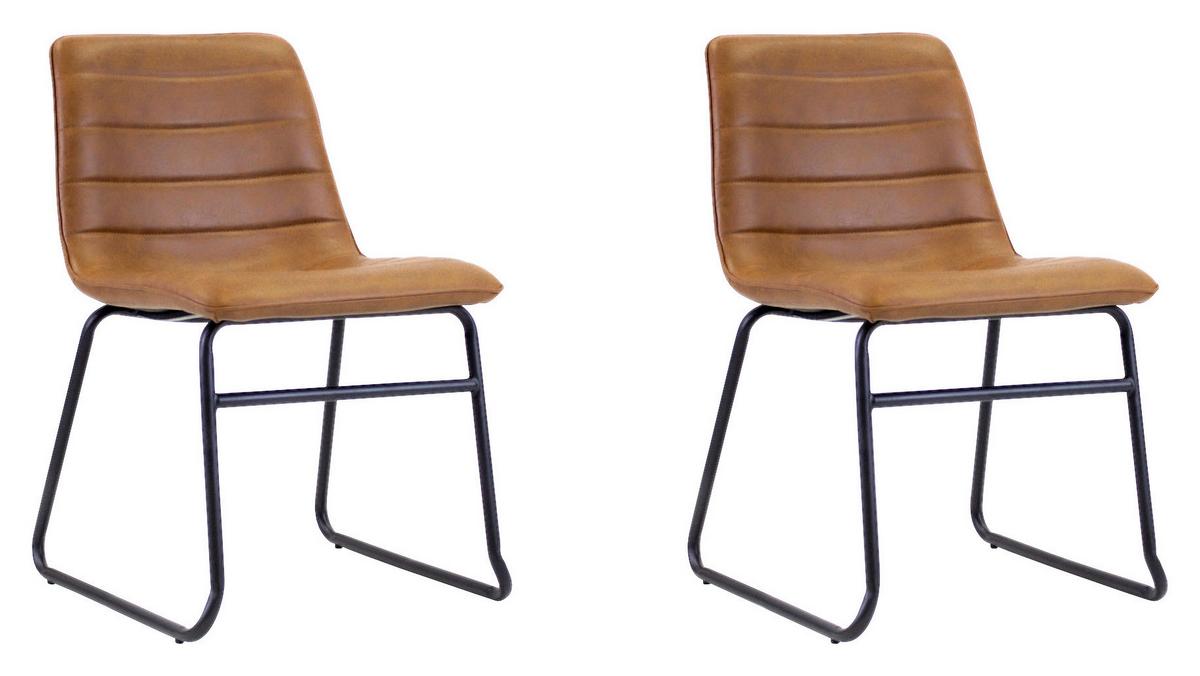 Stuhl Milan Cognac, B: 48 cm - Cognac/Schwarz, KONVENTIONELL, Kunststoff/Textil (48/77/56cm) - MID.YOU