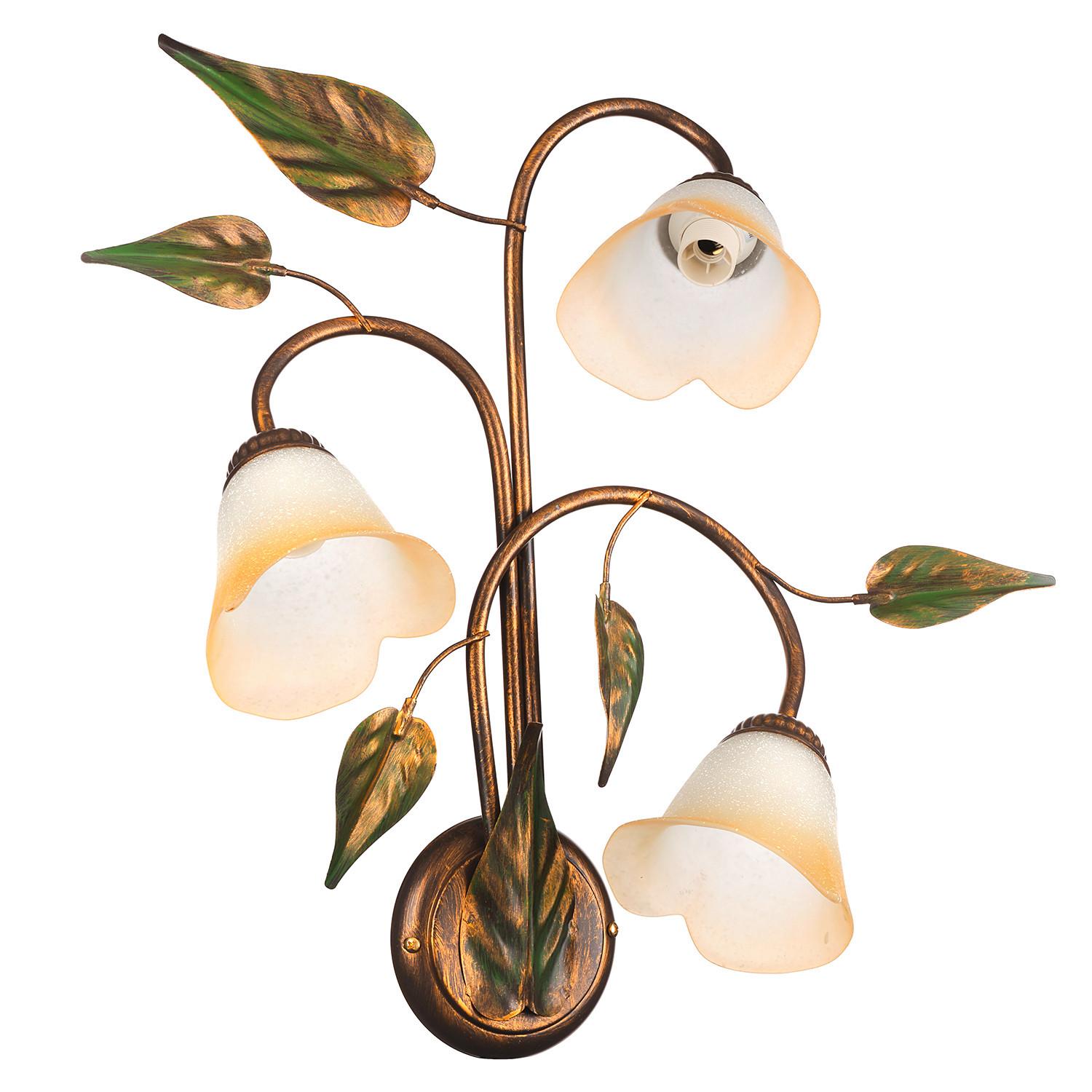 Wandleuchte 4620/Ap3 - Olivgrün/Bronzefarben, Natur, Glas/Metall (40/58/20cm)
