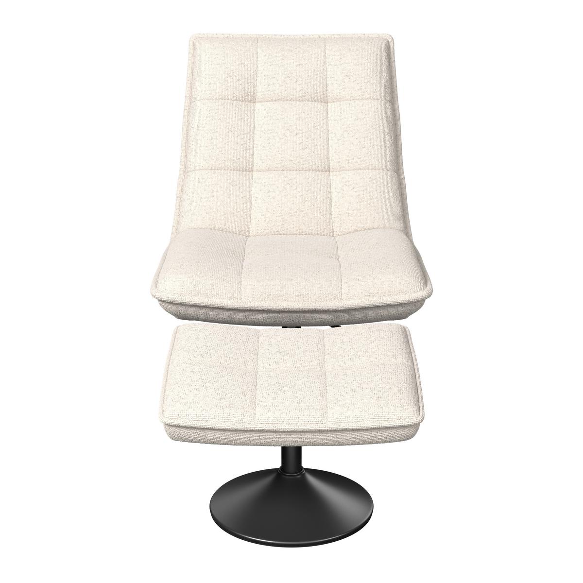 Relaxliege Kairo creme Sitzfläche drehbar, B: 71 cm - Creme/Schwarz, MODERN, Holz/Textil (71/88/89cm)