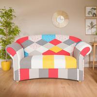 2-Sitzer Loretta, bunt ca. 153x83x85 cm - Hellbraun/Weiß Hochglanz, Basics, Holz/Textil (204/83/85cm)