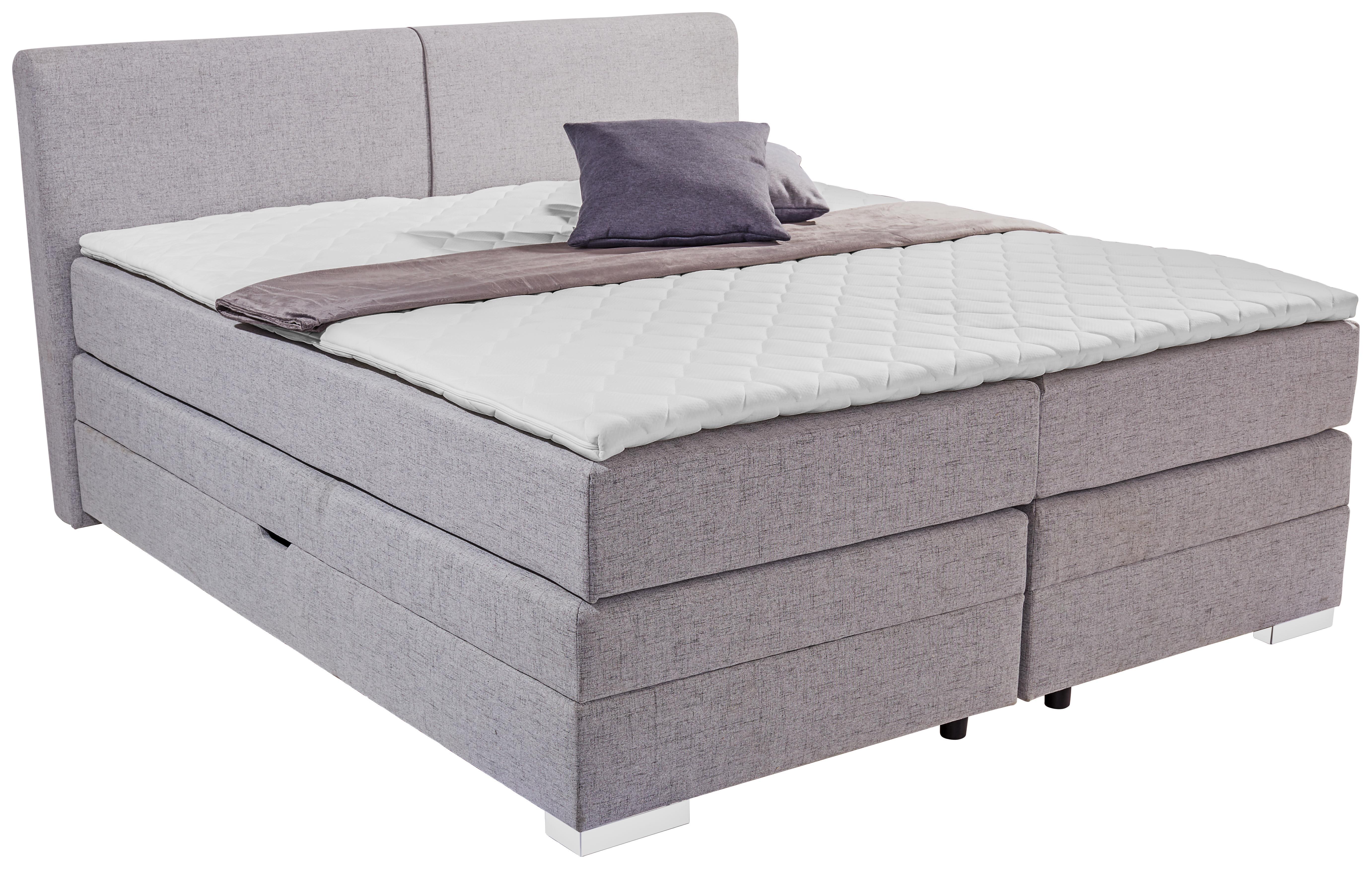 Boxspring Ágy Tina - Világosszürke, konvencionális, Textil (180/105/200cm)