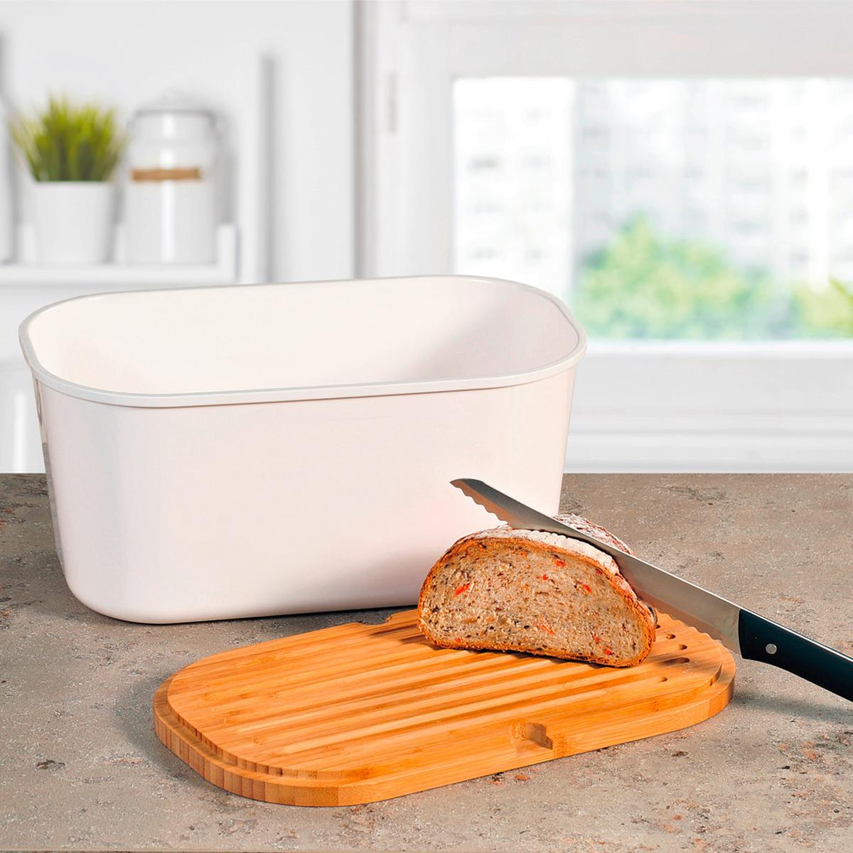 Brotkasten Naturfarben/Weiß B: 37 cm - Weiß/Naturfarben, Basics, Holz/Kunststoff (37/21/18.2cm) - Kesper