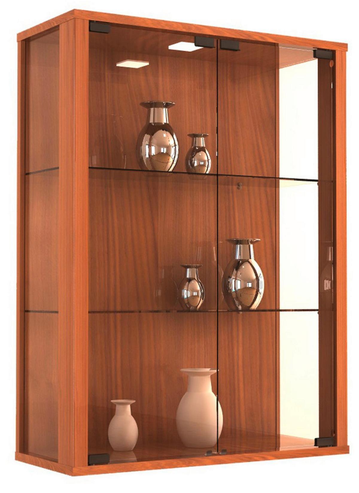 Hängevitrine Udina Nussbaumfarben B: 60 cm - Transparent/Nussbaumfarben, LIFESTYLE, Glas/Holzwerkstoff (60/80/25cm) - MID.YOU