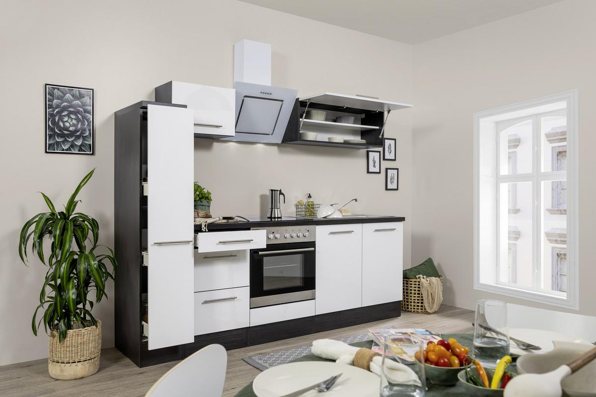 Küchenzeile Rp240ewc mit Geräte 240 cm Grau/Weiß - Weiß/Grau, Basics, Holzwerkstoff (240cm) - Respekta