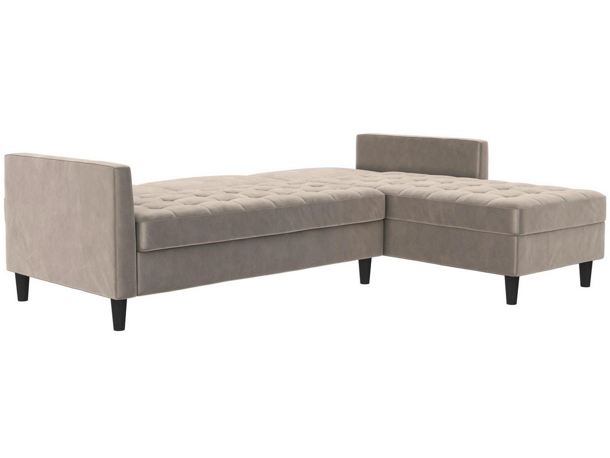 Ecksofa Palermo Taupe, mit Stauraum - Taupe/Schwarz, Basics, Textil (213/154cm) - Livetastic