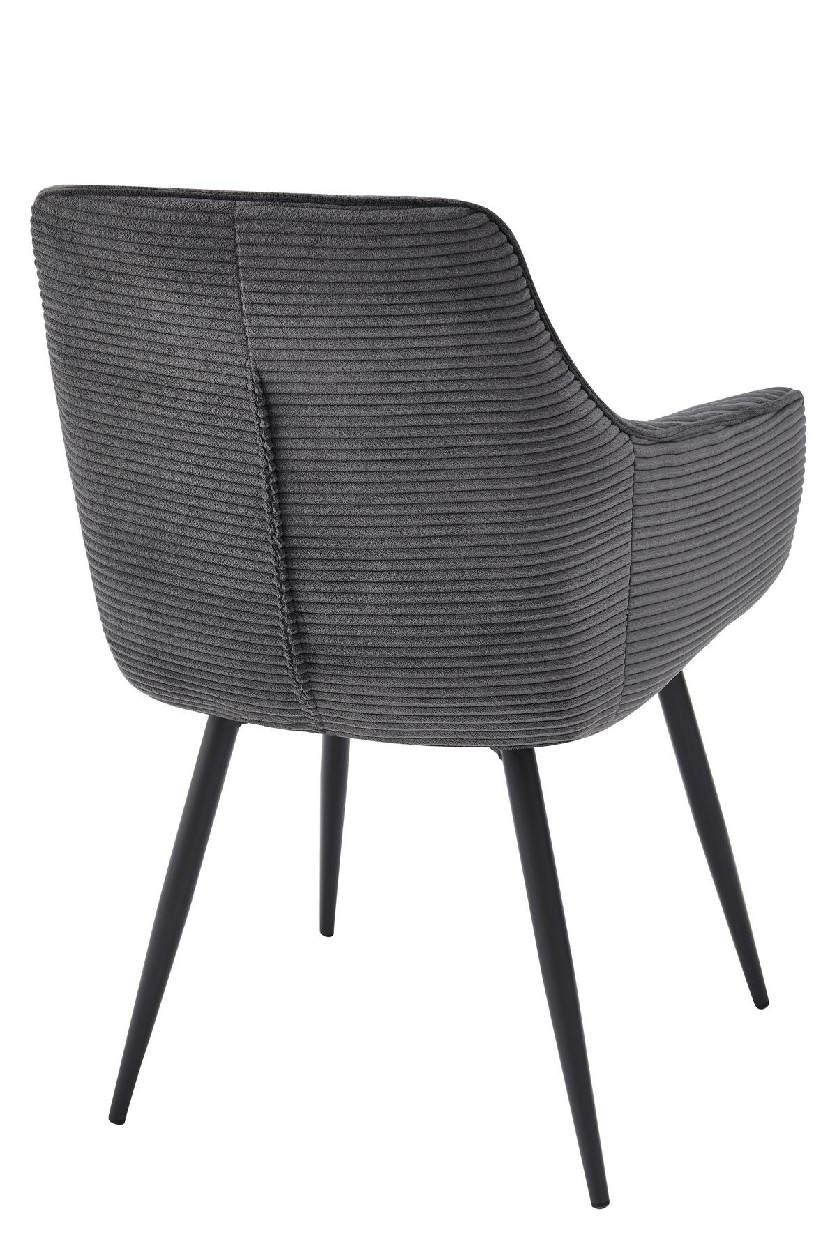 Armlehnstuhl-Set Verona II S 2er-Set - Anthrazit/Schwarz, MODERN, Textil/Metall (55/85/61cm) - MID.YOU