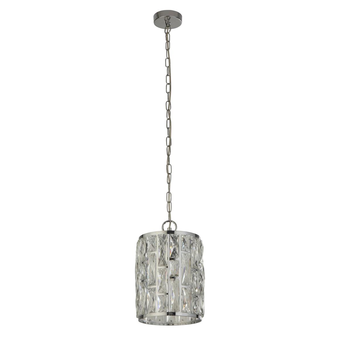 Hängeleuchte Bijou H: 152 cm 1-Flammig - Chromfarben, Design, Glas/Metall (22/31-152cm)