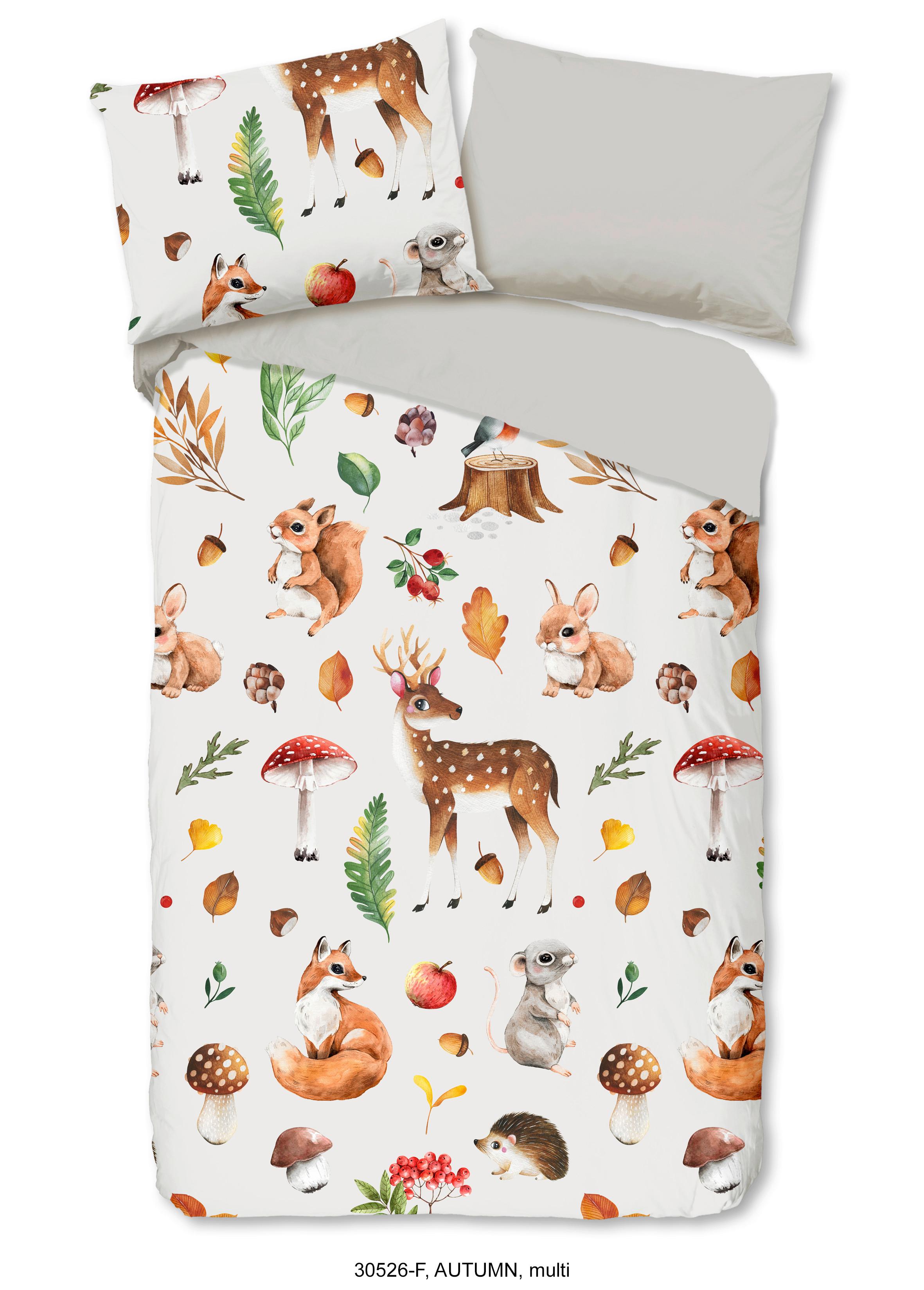 KINDERBETTWÄSCHE AUTUMN - Greige/Hellgrau, Trend, Textil (140/200cm)