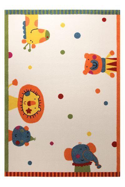Rechteckiger Kinderteppich mit sympathischen Tiermotiven