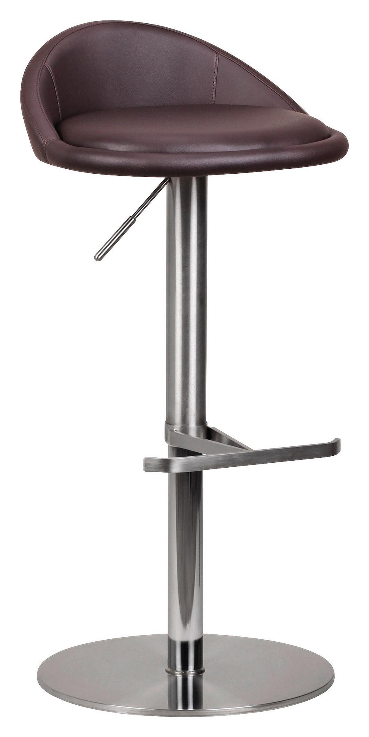 Barhocker höhenverstellbar Mit Lehne Lederlook Braun - Silberfarben/Braun, MODERN, Textil/Metall (43/54-79/43cm) - MID.YOU