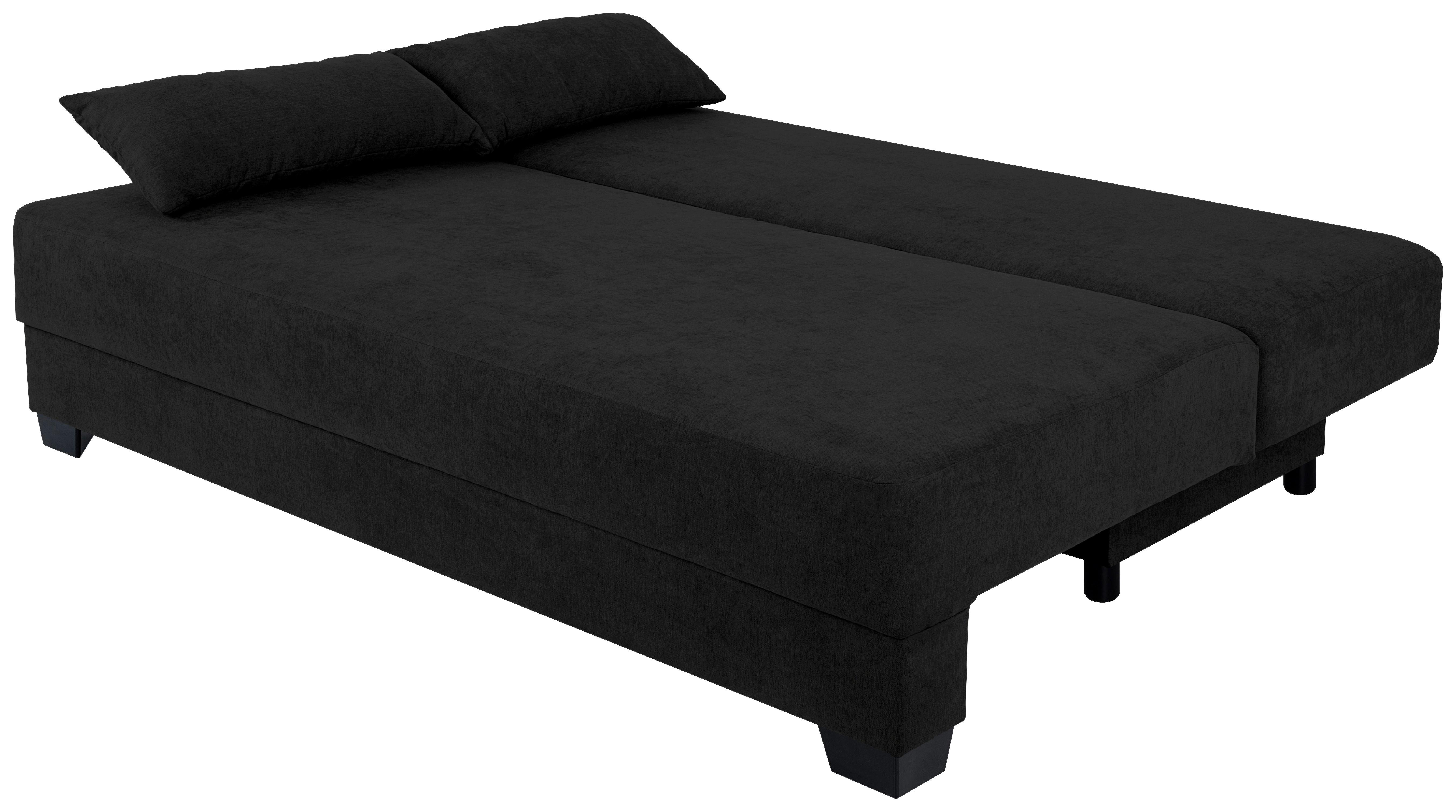 Sofa Mia mit Schlaffunktion Schwarz 200 cm - Schwarz/Rosa, Design, Holzwerkstoff/Textil (200/90/110cm) - P & B