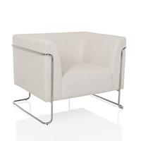 Loungesessel Weiß B: 88 Cm - Silberfarben/Weiß, MODERN, Textil/Metall (88/74/74cm) - MID.YOU