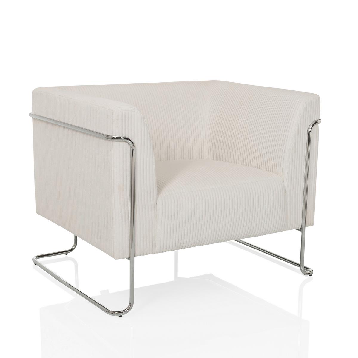 Loungesessel Weiß B: 88 Cm - Silberfarben/Weiß, MODERN, Textil/Metall (88/74/74cm) - MID.YOU