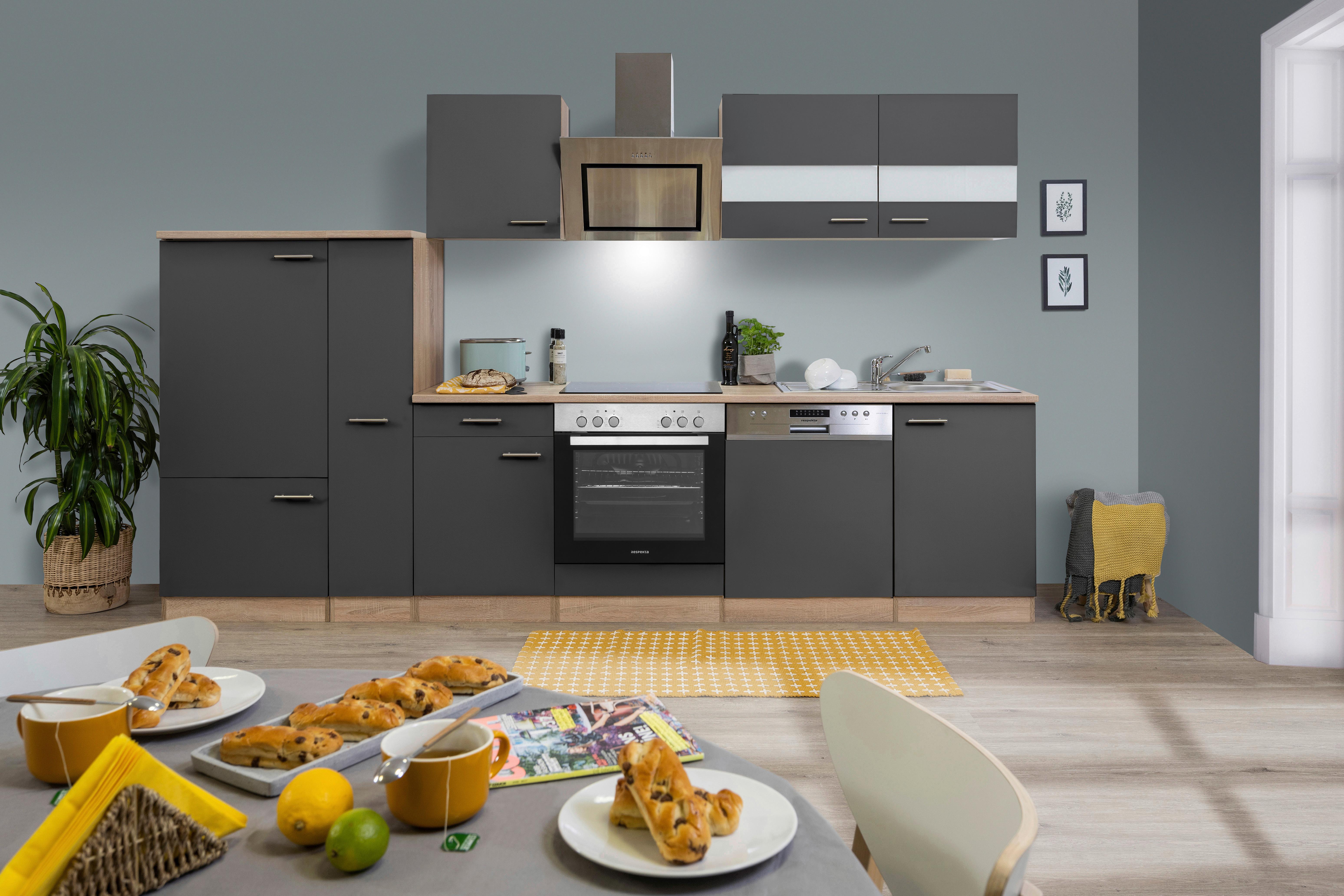 Küchenblock Merle Küchenblock 310 Cm - Eichefarben/Grau, Basics, Holzwerkstoff (310cm) - Respekta