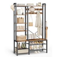 Garderobe Hsr426b01 - Dunkelbraun/Schwarz, Trend, Holzwerkstoff/Metall (120/190/40cm) - MID.YOU