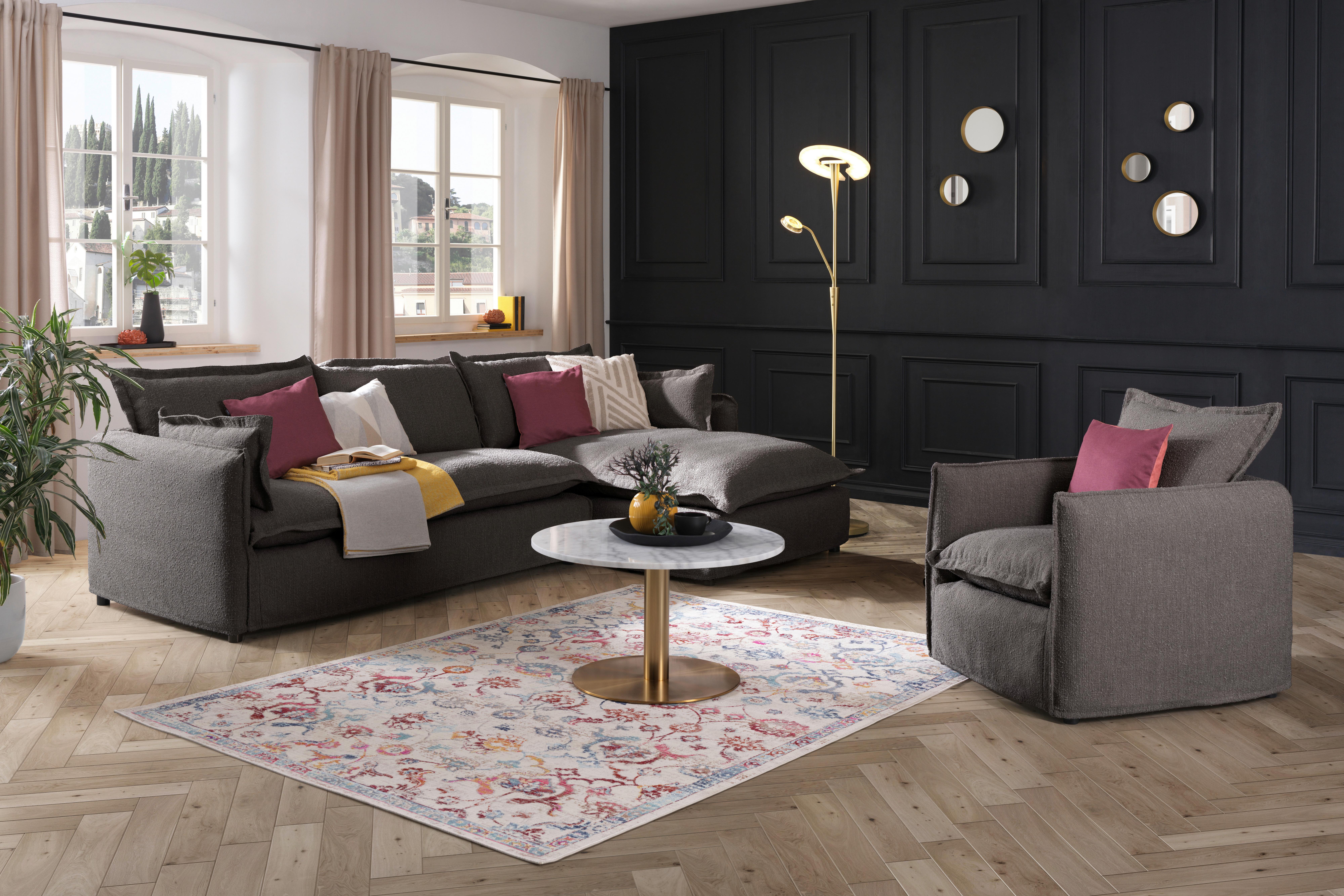 Ecksofa Toscana - Schwarz/Grau, Trend, Textil (295/165cm) - Livetastic