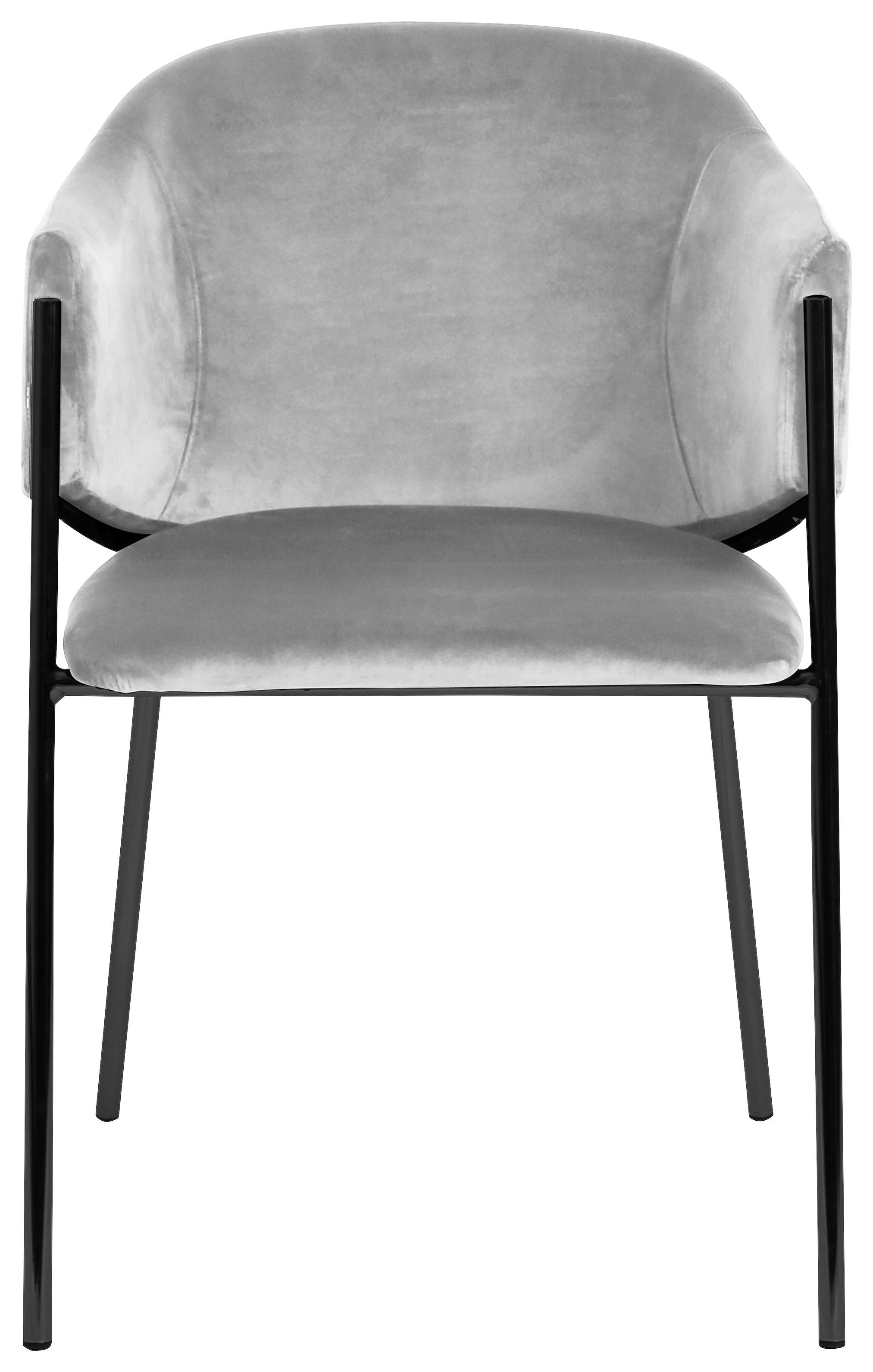 Armlehnstuhl-set Kronos -Trend Hellgrau/schwarz - Hellgrau/Schwarz, Trend, Textil/Metall (53/77/60cm) - Livetastic