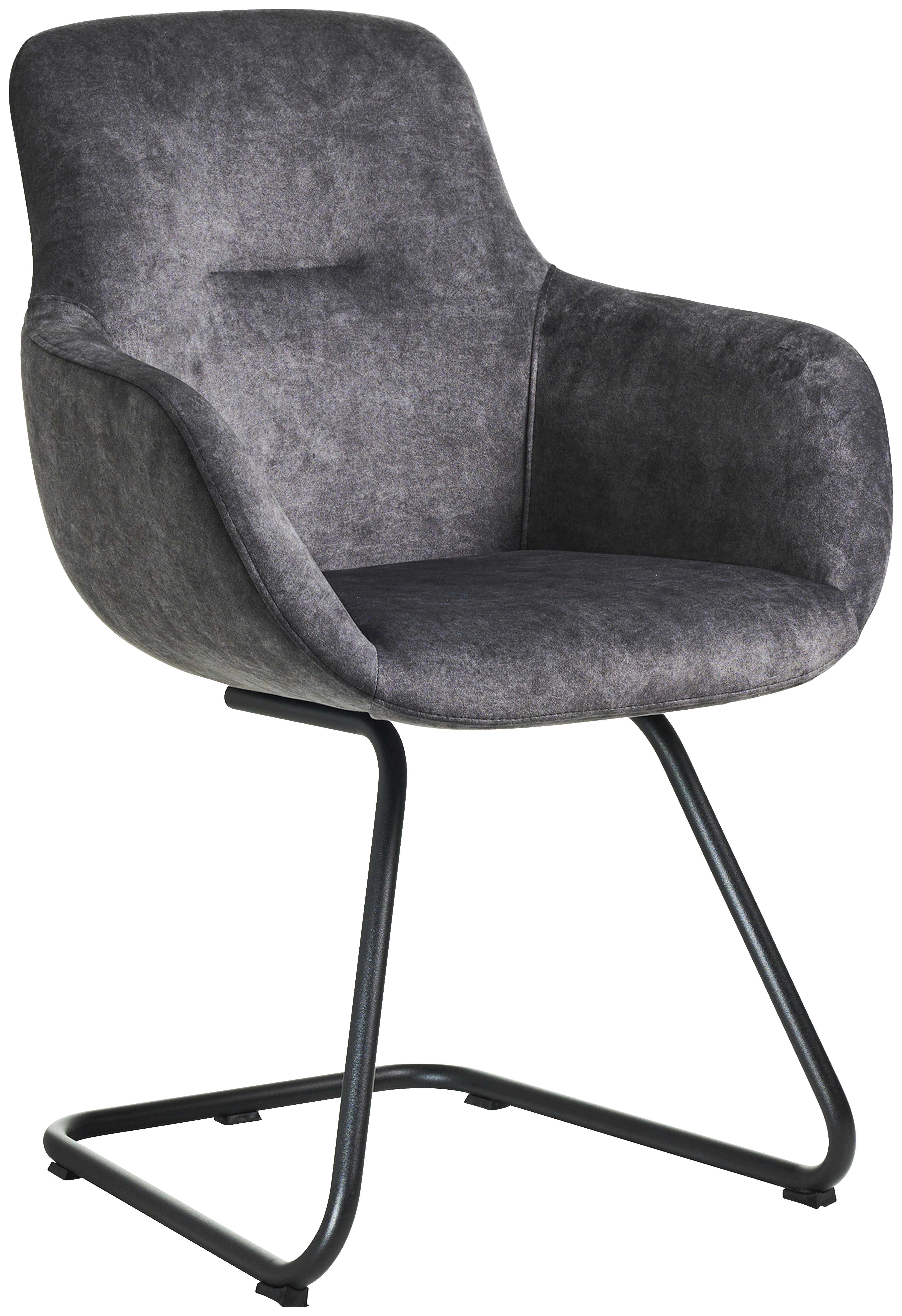 STOLIČKA S PODRÚČKAMI SWING-CHA - čierna/tmavosivá, Basics, kov/textil (62/89/61cm) - Celina Home