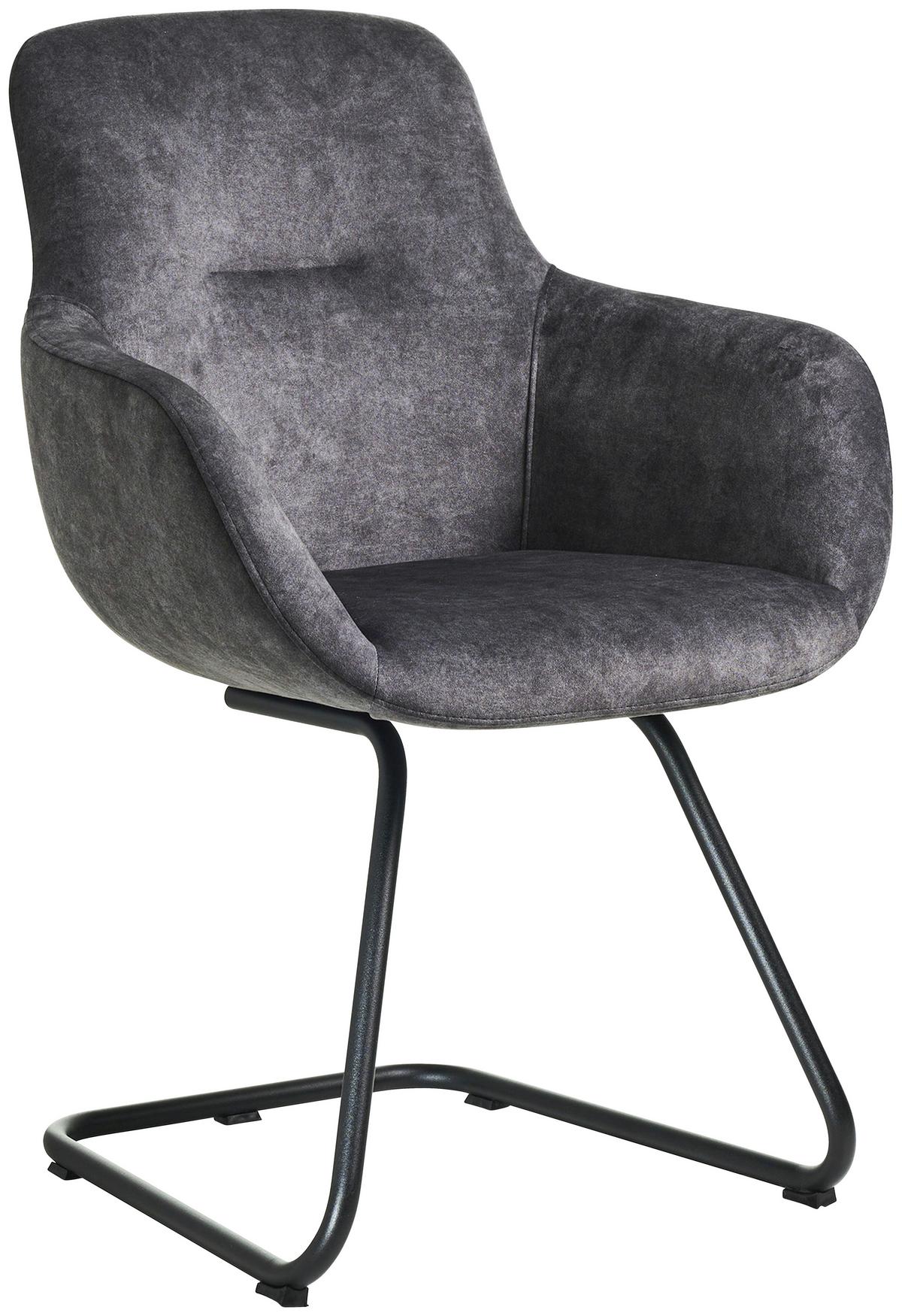 STOLIČKA S PODRÚČKAMI SWING-CHA - čierna/tmavosivá, Basics, kov/textil (62/89/61cm) - Celina Home