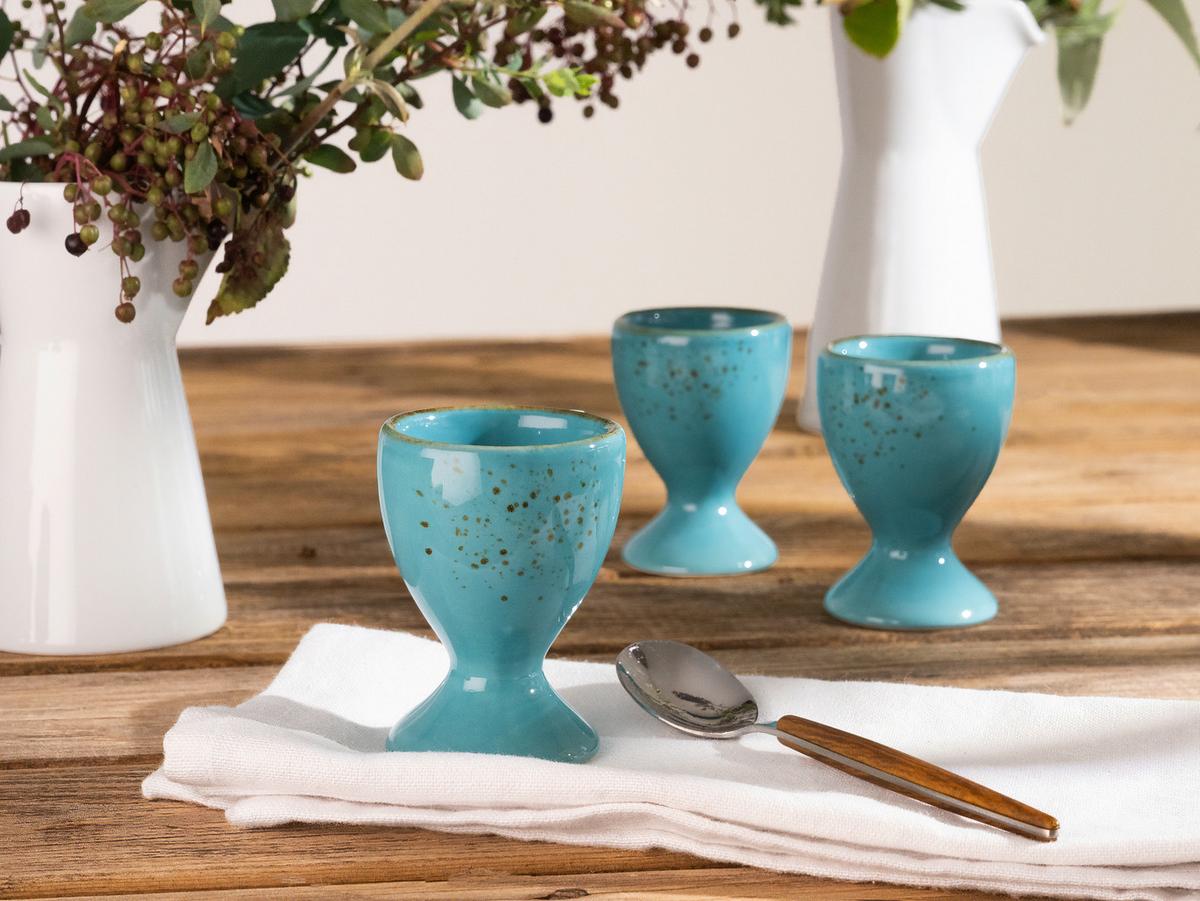 SADA KALÍŠKOV NA VAJÍČKA NATURE COLLECTION - tyrkysová, Trend, keramika (5,5cm) - Creatable