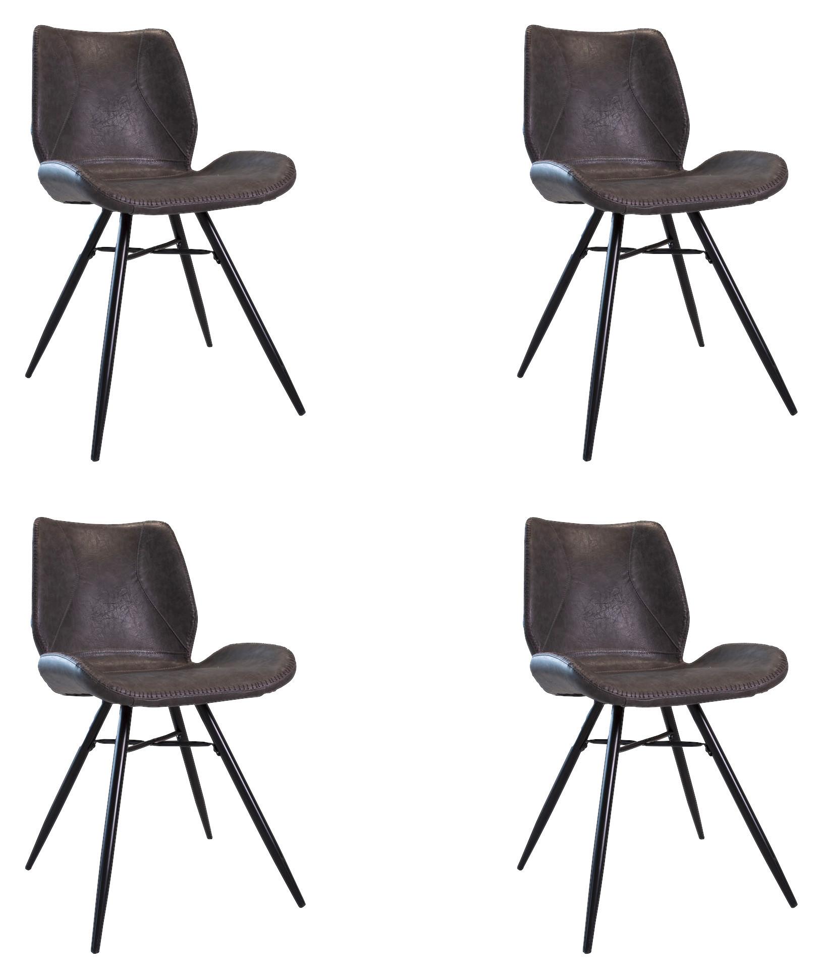 Stuhl-Set Barron - Anthrazit/Schwarz, KONVENTIONELL, Textil/Metall (47/82/55cm) - MID.YOU