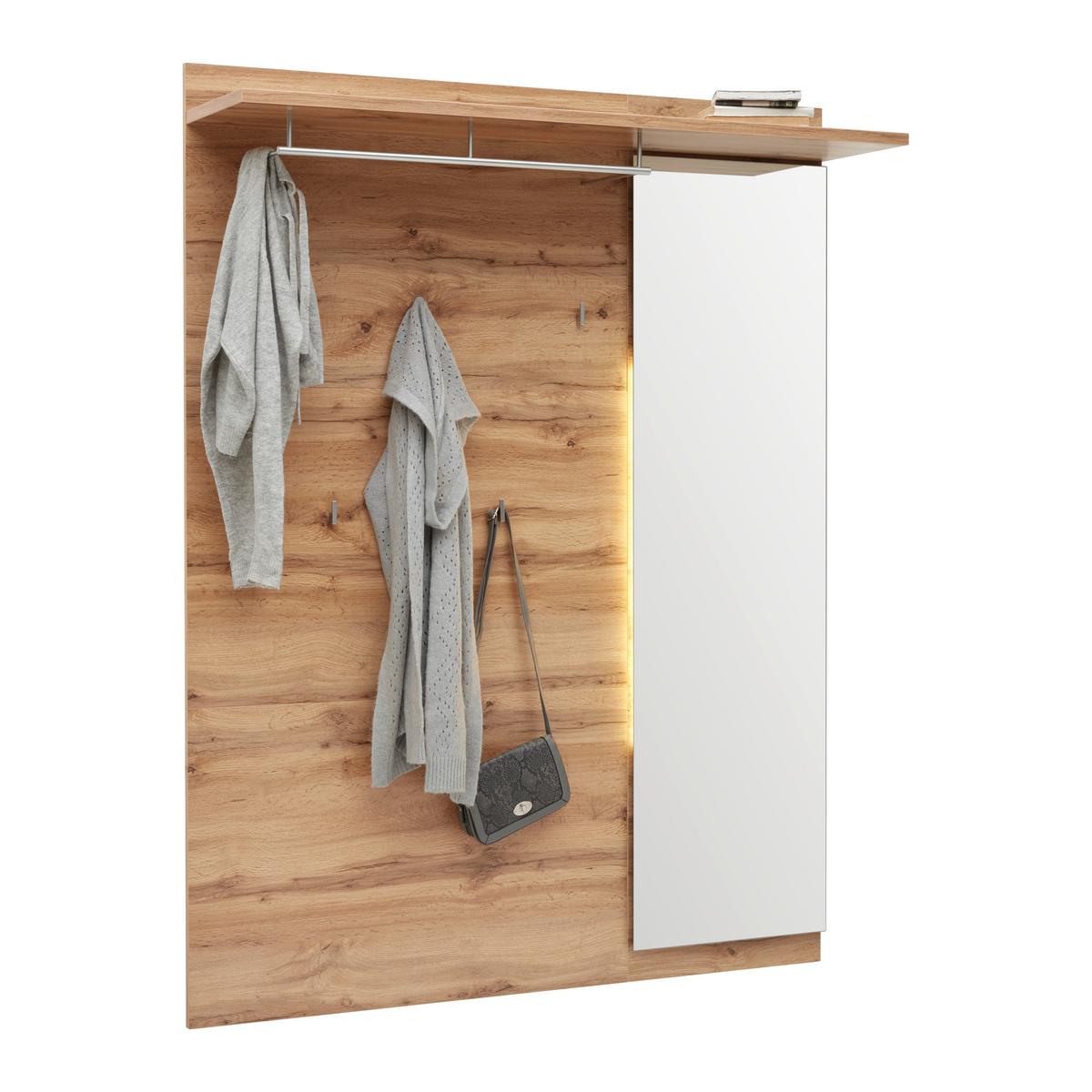 ŠATNÍ PANEL FUNNY M -EXKLUSIV- - barvy dubu/dub wotan, Konvenční, kompozitní dřevo/sklo (126/163/30cm) - Mömax