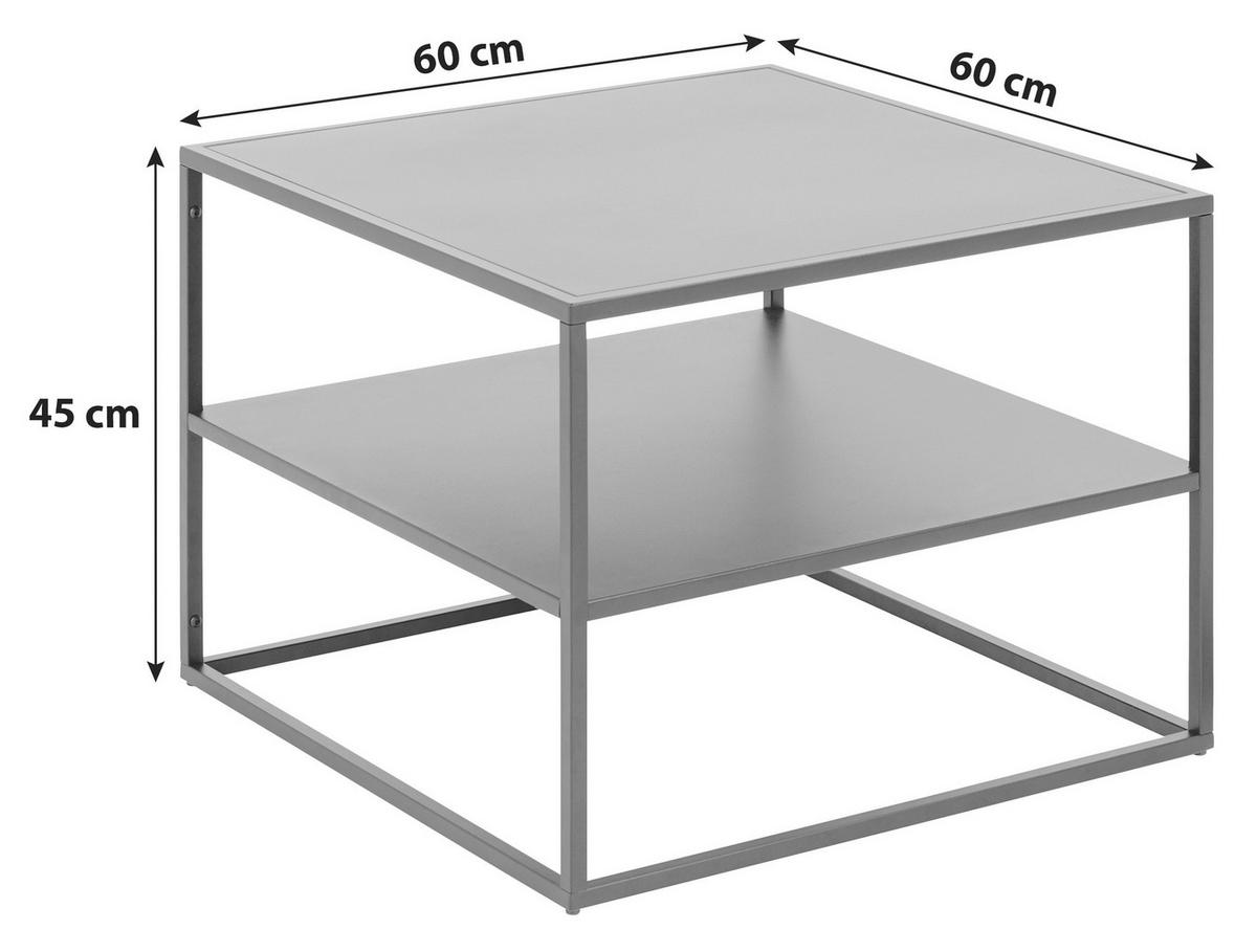 Couchtisch aus Stahl Mit Ablage Newton, Schwarz - Schwarz, Trend, Metall (60/60/45cm) - MID.YOU