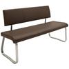 Sitzbank mit Lehne Braun Lederlook Arco B: 155 cm - Edelstahlfarben/Braun, Design, Textil/Metall (155/86/59cm) - Livetastic