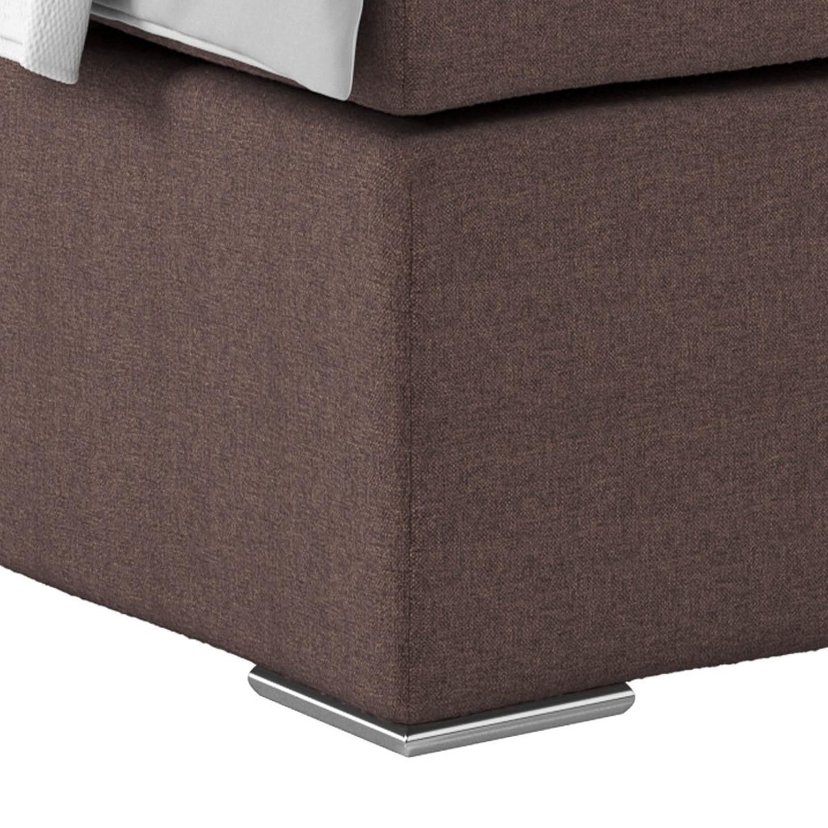 Posteľ Boxspring NERO PL: 140/200 cm, hnedá - hnedá/chrómová, Konventionell, kov/textil (140/200cm)