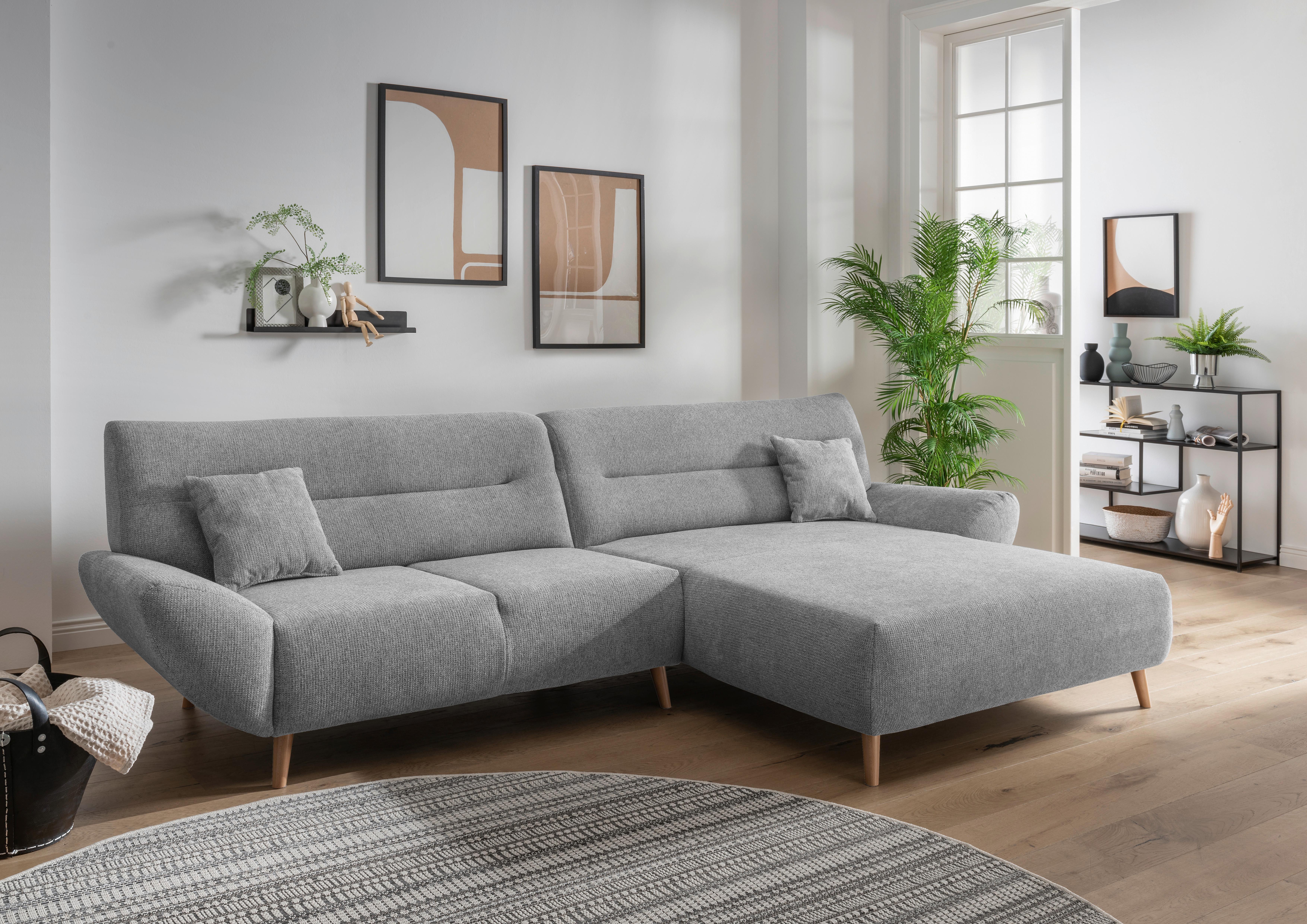 Ecksofa Drago Grün S: 290/166 cm - Wildeiche/Silberfarben, MODERN, Holz/Textil (290/166cm) - MID.YOU