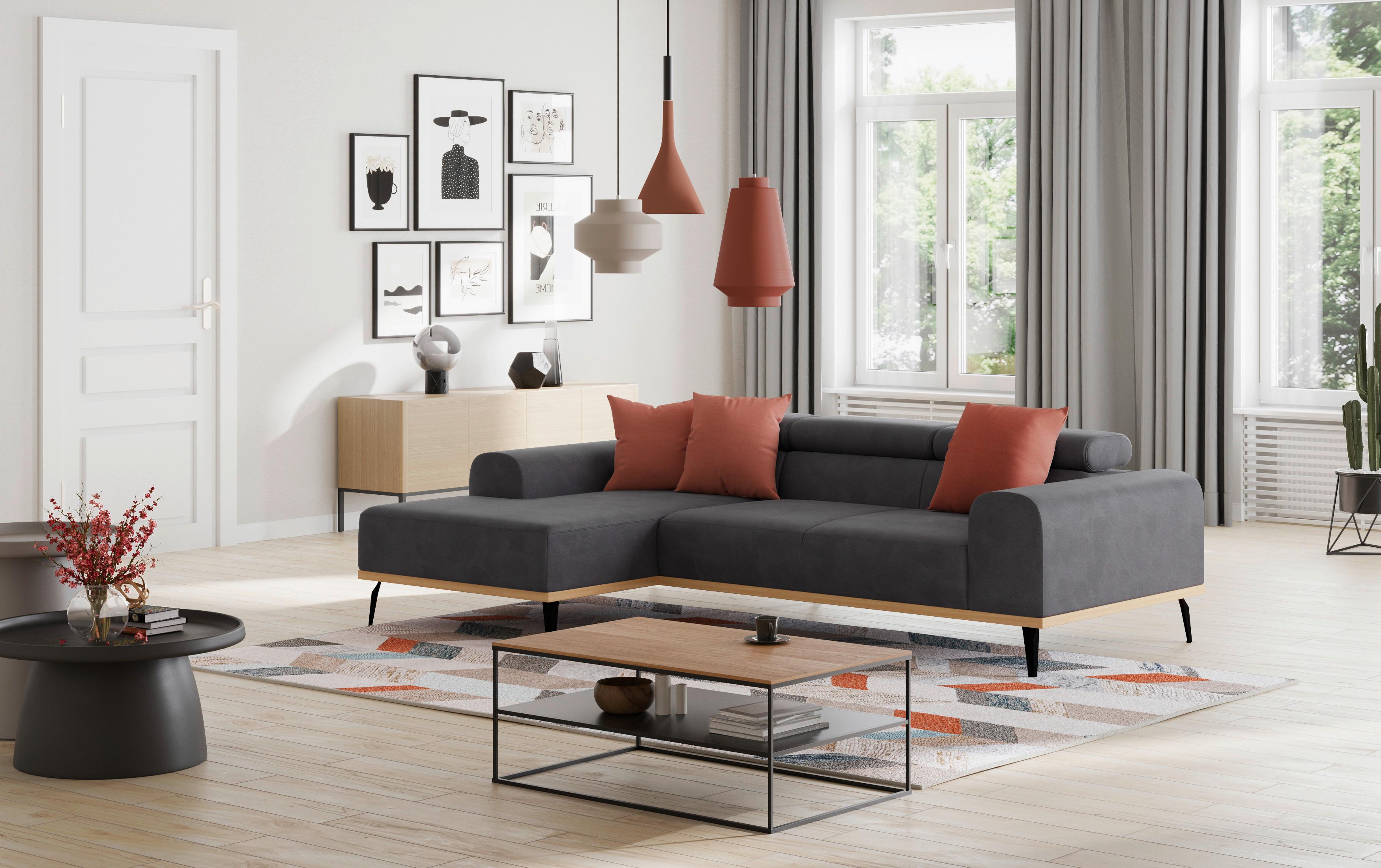 Ecksofa Schwarz Mit Sitzvorzug S: 157x244 Cm - Schwarz, KONVENTIONELL, Textil (157/244cm) - Cotta
