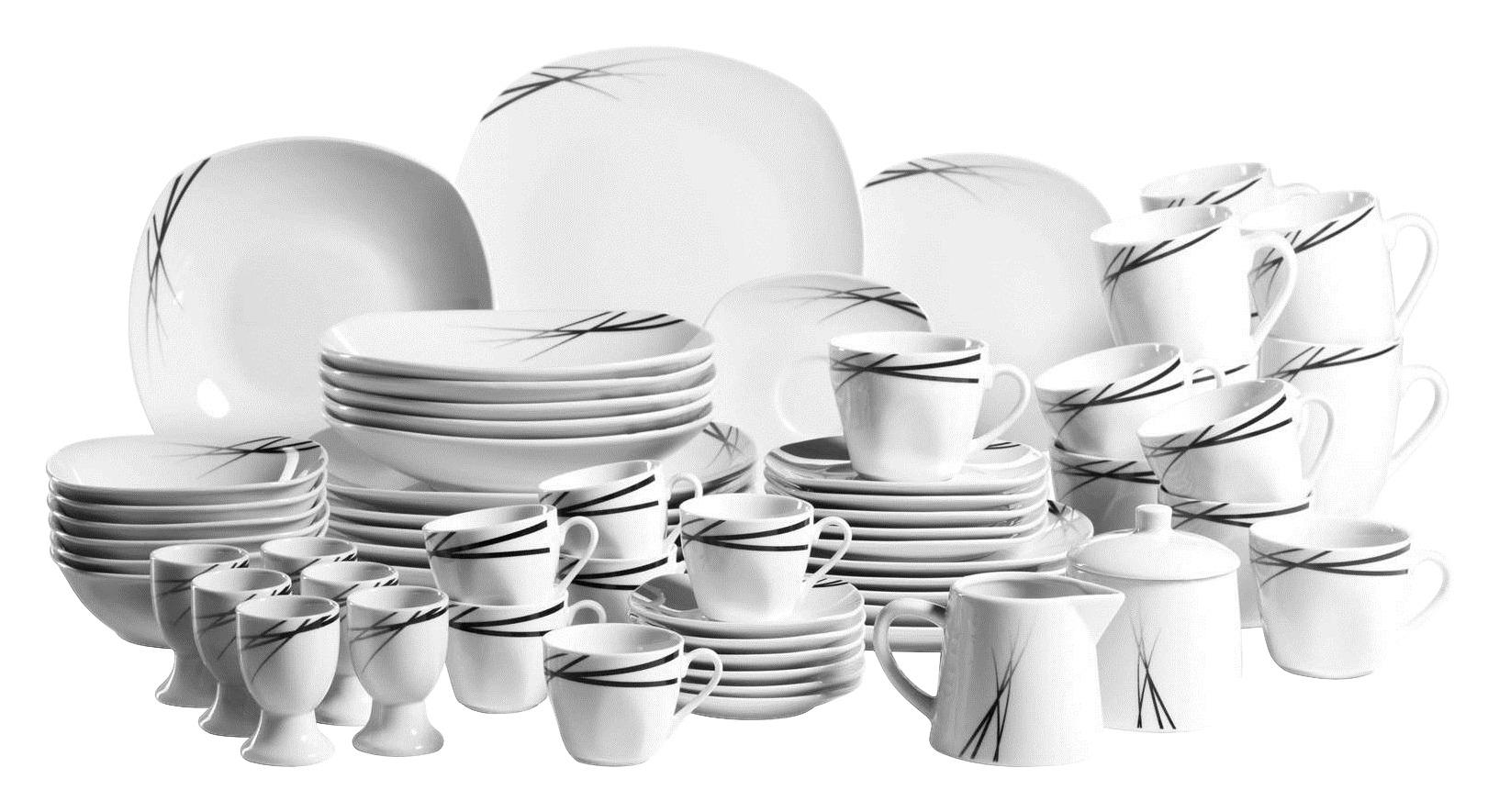 62-teiliges Kombiservice in Weiß für sechs Personen