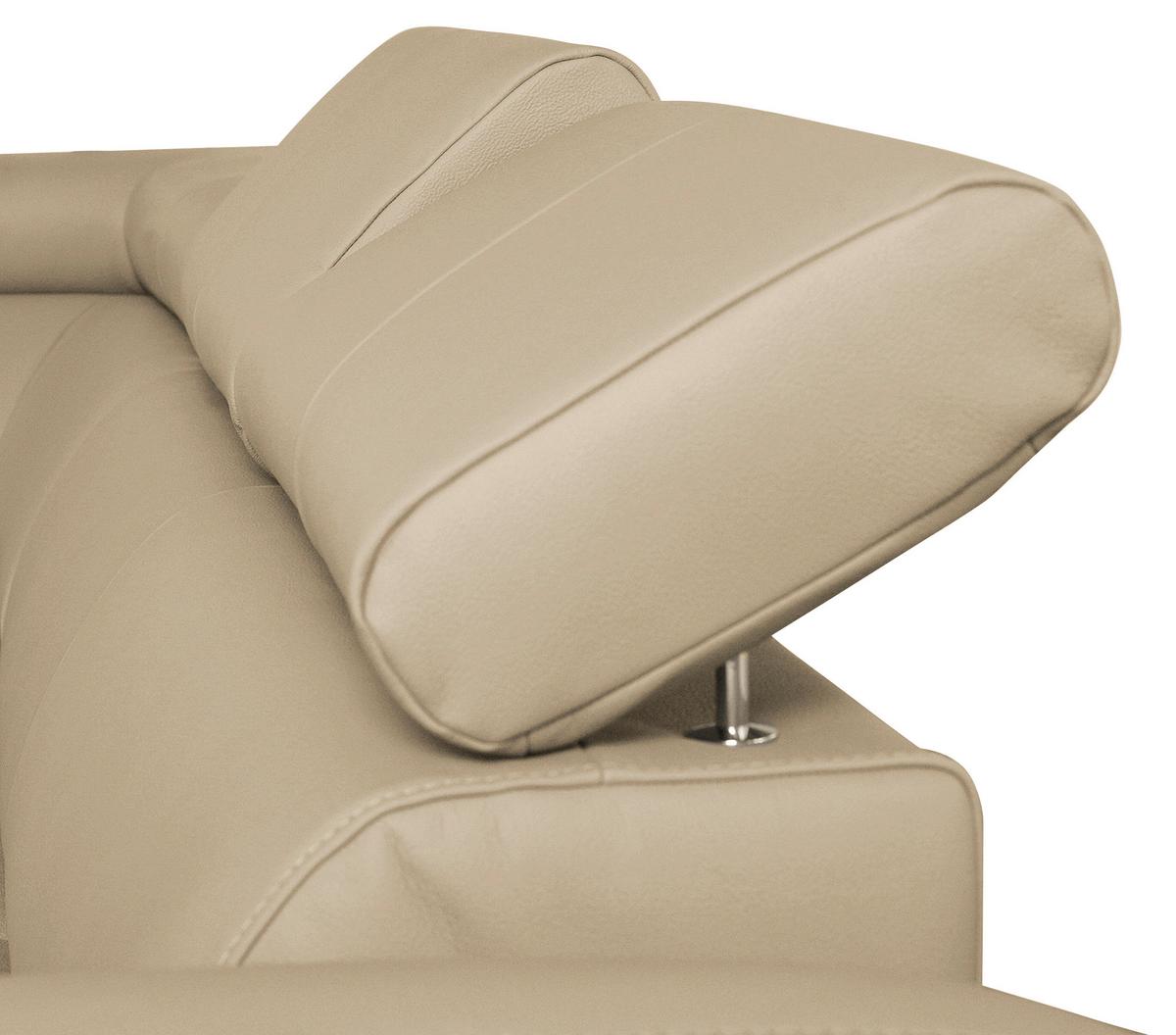 Wohnlandschaft Aspen Beige U-Form: 208 Cm - Chromfarben/Beige, Design, Leder/Textil (208/315/175cm) - Livetastic