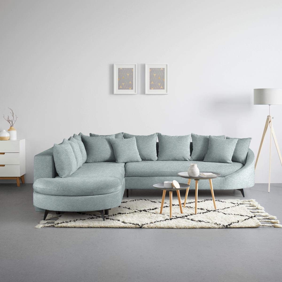 Rohová sedačka AXEL, levá, světle modrá tkanina - černá/světle modrá, Moderní, kov/textil (250/291cm) - Mömax