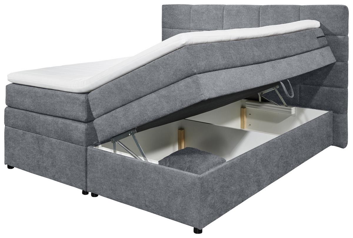 Boxspringbett Mit Topper & Bettkasten 180x200 Tacoma 3 - Anthrazit, KONVENTIONELL, Kunststoff/Textil (180/200cm) - MID.YOU