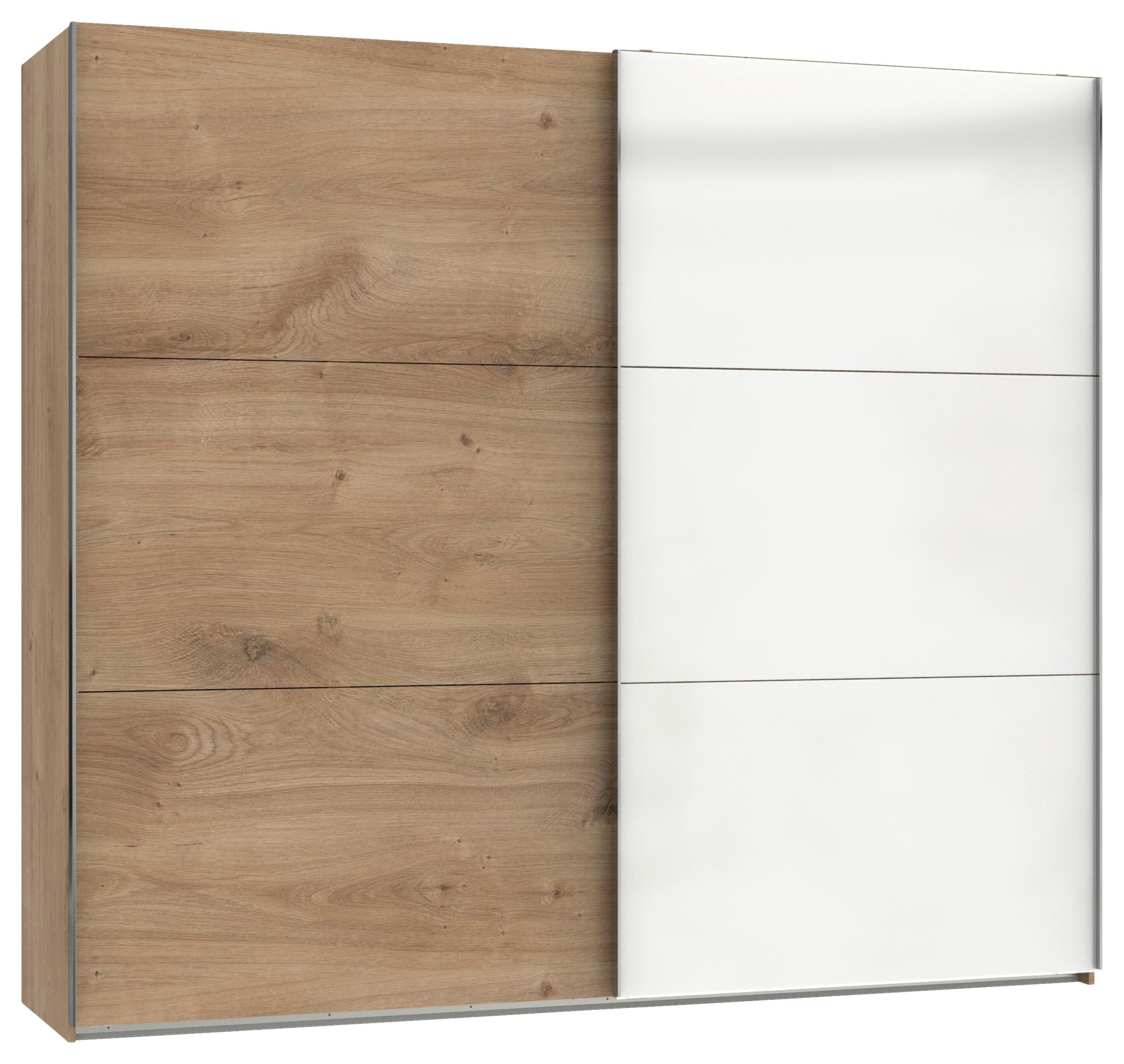 Schwebetürenschrank B: 250 cm Level Weiß/Eichefarben Dekor - Eichefarben/Weiß, MODERN, Holzwerkstoff (250/216/65cm) - MID.YOU