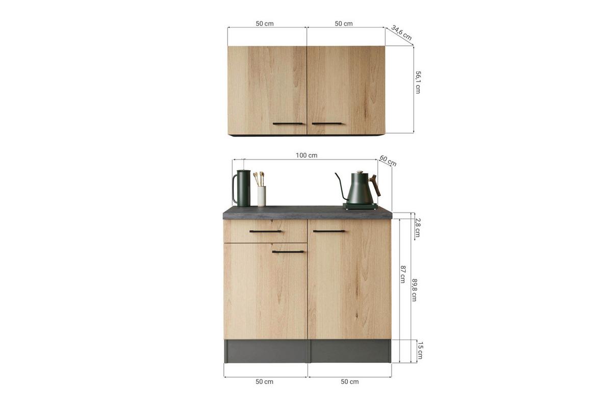 BUFFET Oliver, Grau B: 100 cm - Grau, Trend, Holzwerkstoff (100/200/60cm) - Respekta