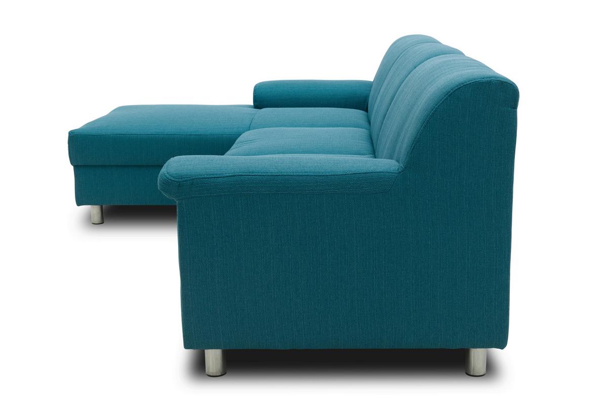 Ecksofa Jamie Armlehnen Petrol Webstoff - Chromfarben/Petrol, KONVENTIONELL, Textil (150/251cm) - MID.YOU