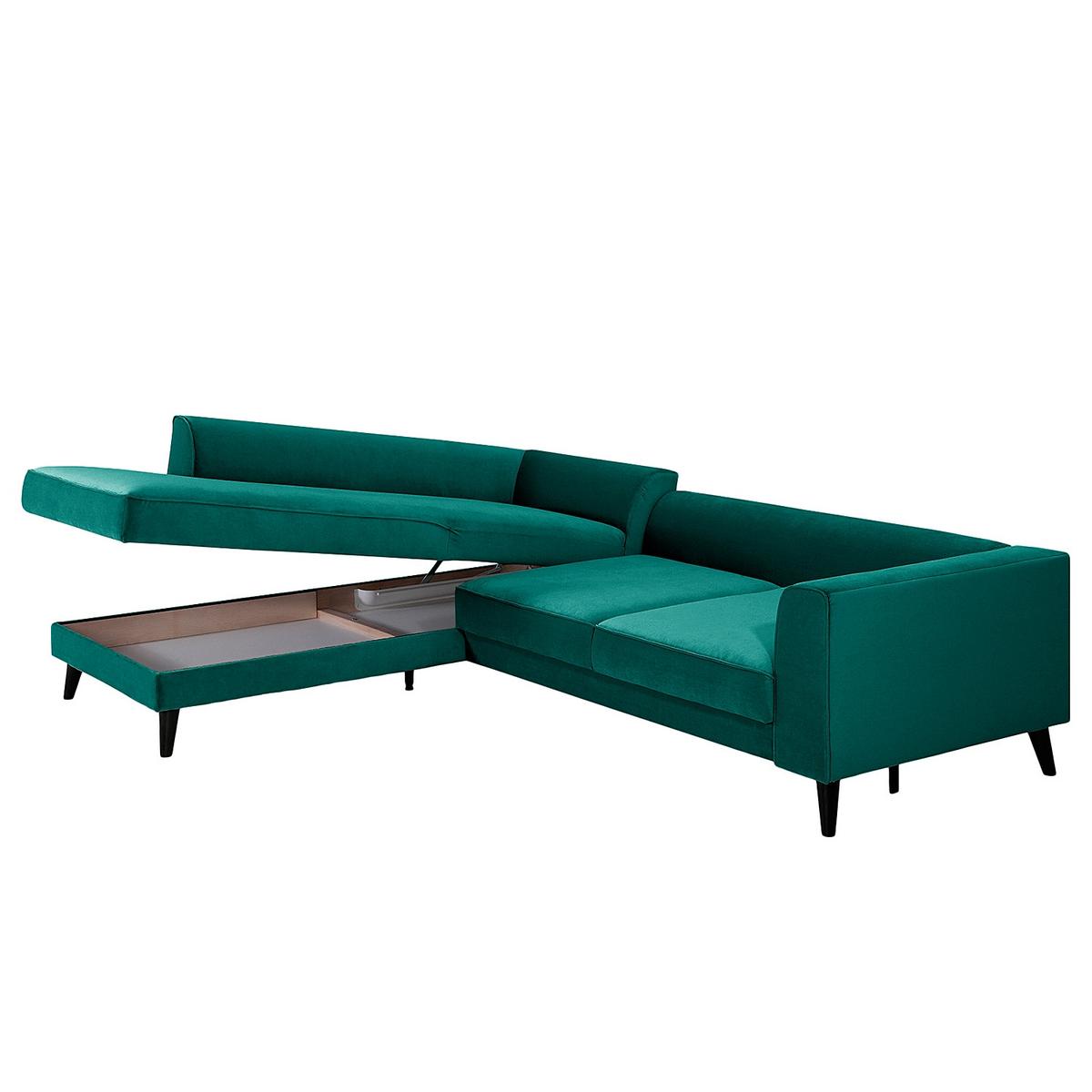 Eckschlafsofa Lumber Jack Petrol S: 203x264 Cm - Wengefarben/Petrol, MODERN, Textil (203/264cm) - Trendmanufaktur