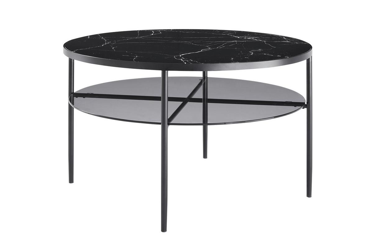 Couchtisch Schwarz/marmoroptik D: 81 Cm - Schwarz, Design, Glas/Metall (81/81/45cm) - Livetastic
