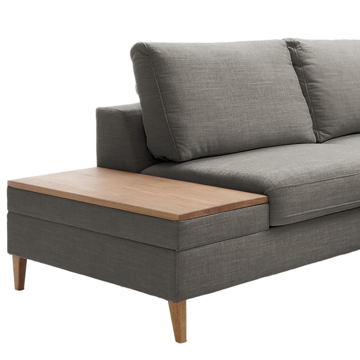 Ecksofa Alika Dunkelgrau S: 204x260 cm - Dunkelgrau/Eschefarben, MODERN, Textil (204/260cm) - Trendmanufaktur