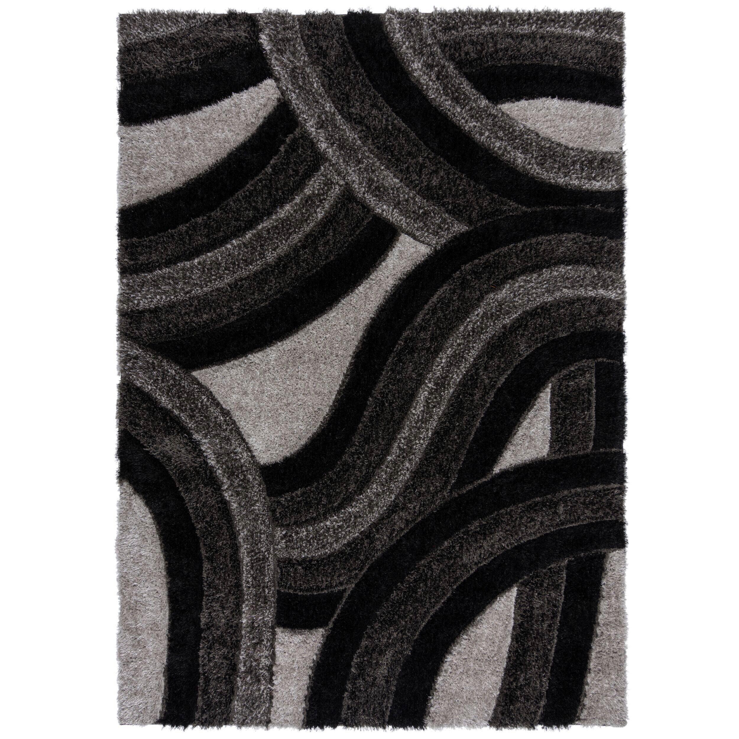 Shaggy Velvet Carved Grey/bla 120x170 - Schwarz/Grau, Basics, Textil (120/170cm)