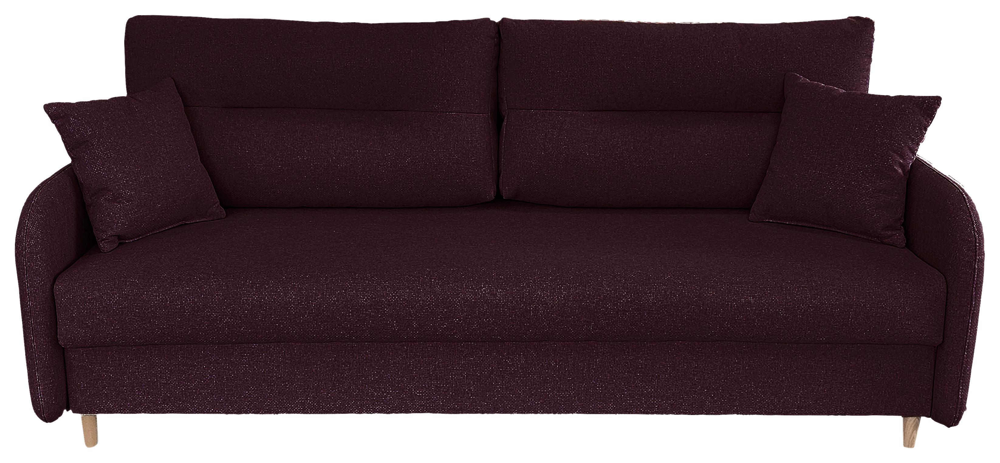 Schlafsofa Mit Bettkasten Vero Aubergine B: 206 Cm - Aubergine/Schwarz, Design, Textil (206/88/93cm) - MID.YOU