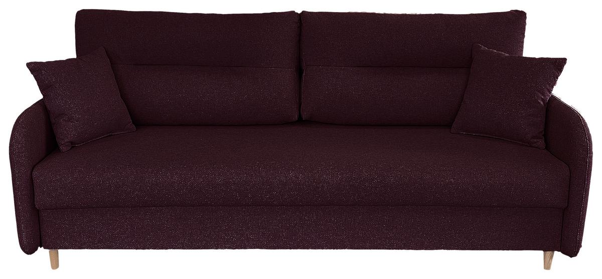Schlafsofa Mit Bettkasten Vero Aubergine B: 206 Cm - Aubergine/Schwarz, Design, Textil (206/88/93cm) - MID.YOU