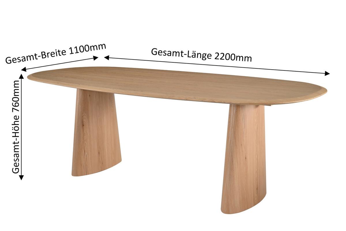Esstisch Palma Naturfarben L: 220 cm - Naturfarben, MODERN, Holz/Holzwerkstoff (220/110/75cm) - MID.YOU