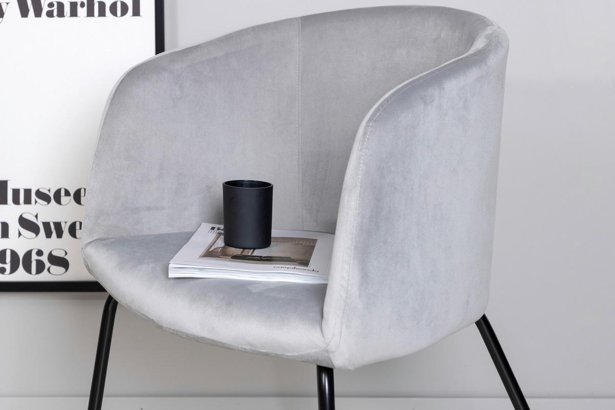 Armlehnstuhl Berit - Hellgrau/Schwarz, Design, Textil/Metall (55/78/55cm) - Livetastic