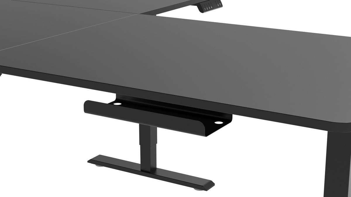 Eckschreibtisch Nimi Schwarz L: 160cm - Schwarz, MODERN, Holzwerkstoff/Kunststoff (160/140/72-117cm) - Livetastic