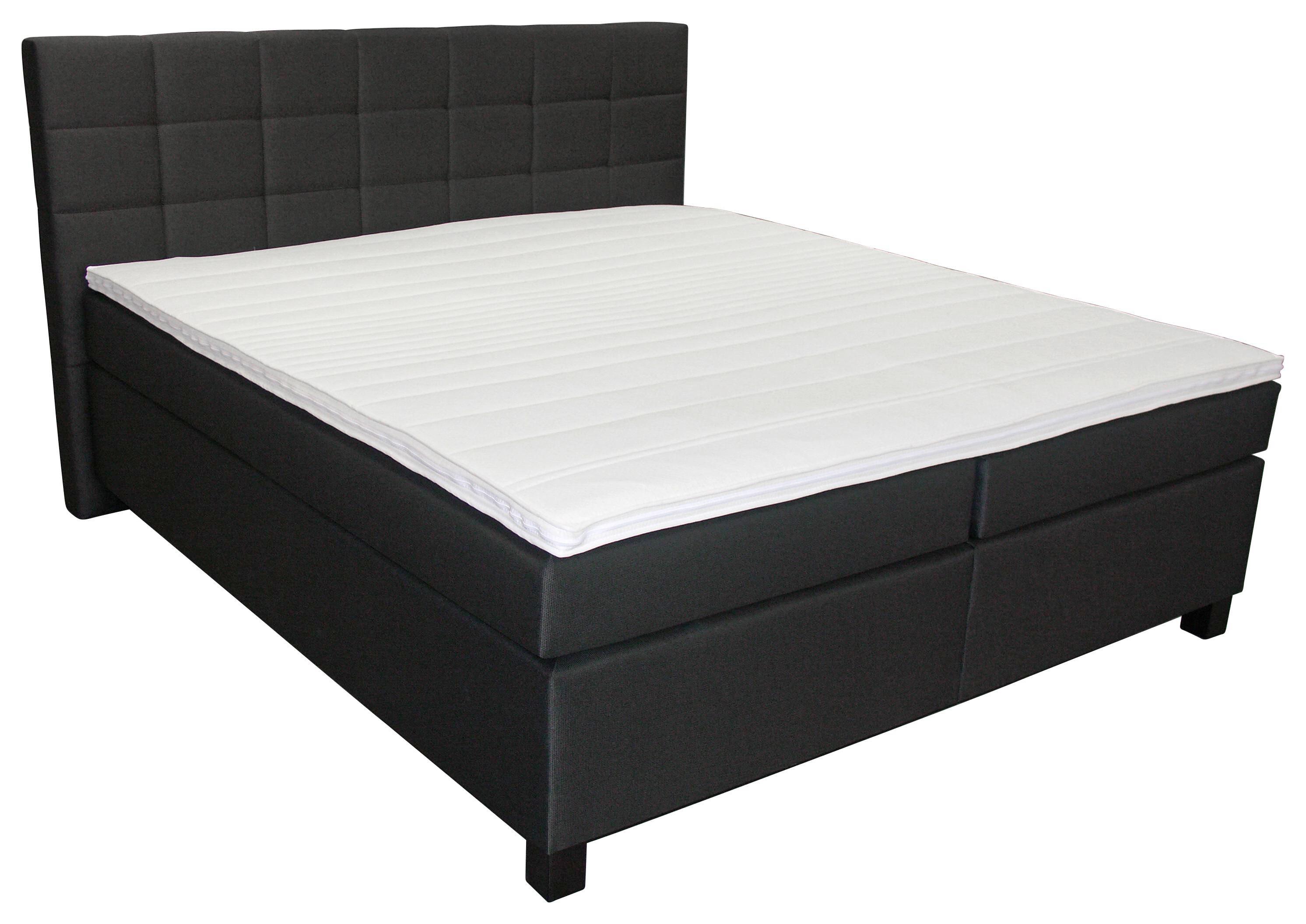 Boxspringbett Modena 180x200 Dunkelgrau - Wengefarben/Dunkelgrau, MODERN, Textil (190/115/212cm)